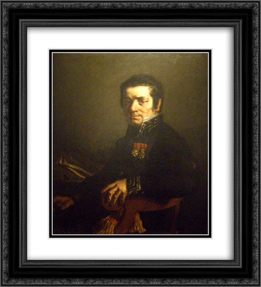 Portrait of Javain (Mayor of Cherbourg) 20x22 Black Ornate Wood Framed Art Print Poster with Double Matting by Millet, Jean Francois