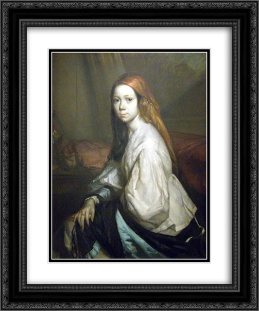 Portrait of Pauline Ono 20x24 Black Ornate Wood Framed Art Print Poster with Double Matting by Millet, Jean Francois