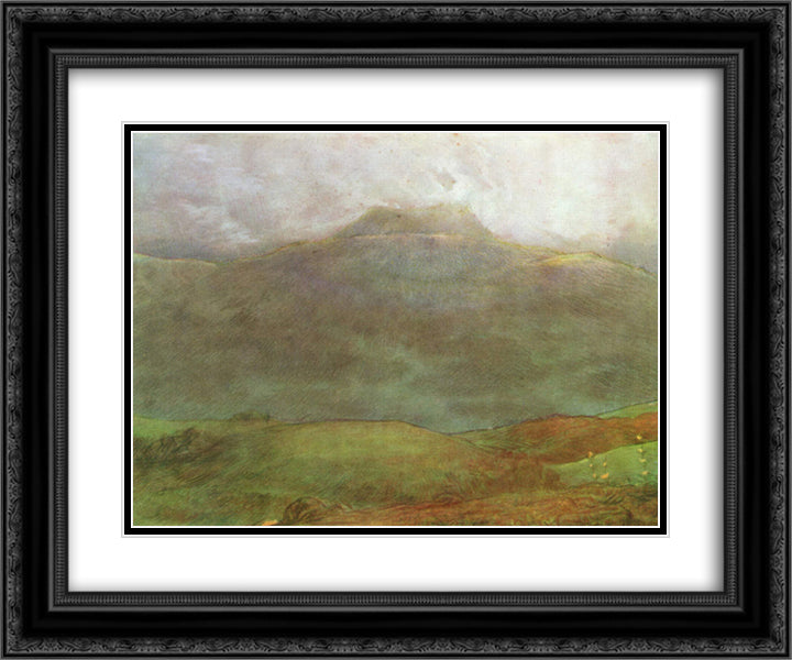 Puy de Dome 24x20 Black Ornate Wood Framed Art Print Poster with Double Matting by Millet, Jean Francois