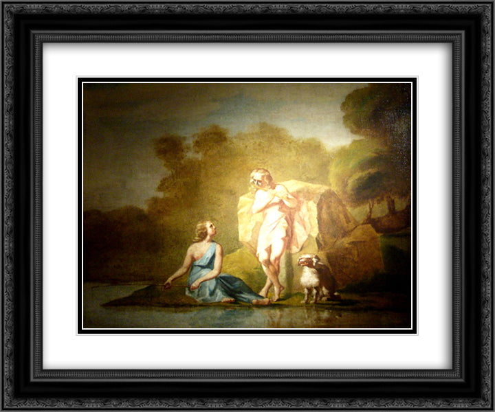 Shepherds of Arcadia 24x20 Black Ornate Wood Framed Art Print Poster with Double Matting by Millet, Jean Francois