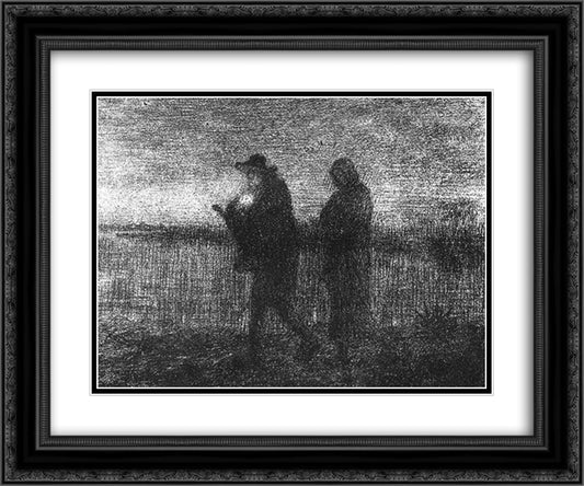 The flight into Egypt 24x20 Black Ornate Wood Framed Art Print Poster with Double Matting by Millet, Jean Francois