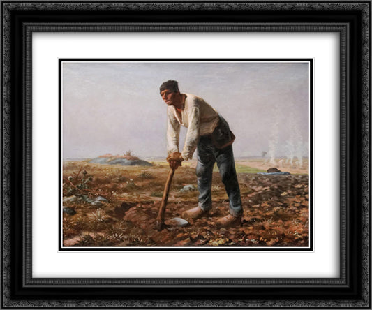 The Man with the Hoe 24x20 Black Ornate Wood Framed Art Print Poster with Double Matting by Millet, Jean Francois