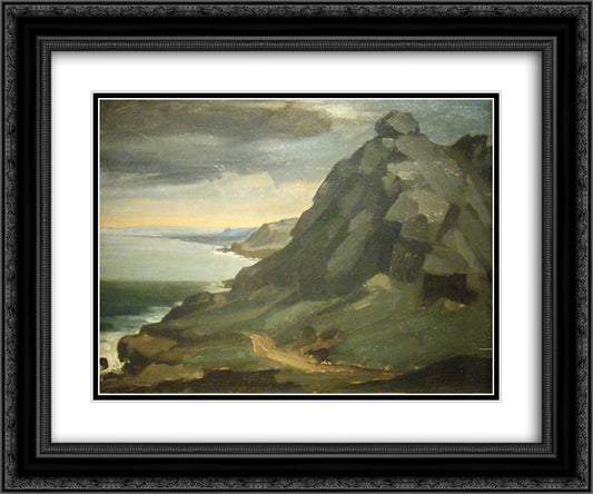 The rock of Castel Vendon 24x20 Black Ornate Wood Framed Art Print Poster with Double Matting by Millet, Jean Francois