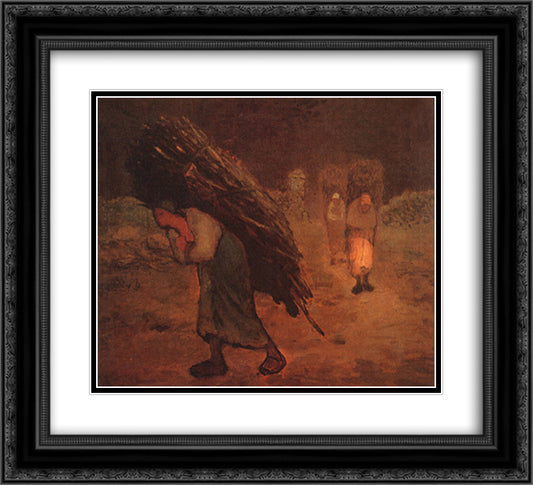 Winter The Faggot Gatherers 22x20 Black Ornate Wood Framed Art Print Poster with Double Matting by Millet, Jean Francois