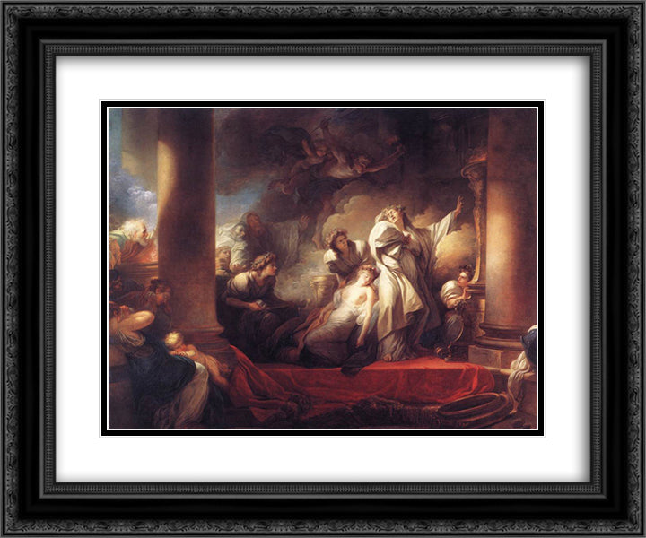 Coresus at Callirhoe 24x20 Black Ornate Wood Framed Art Print Poster with Double Matting by Fragonard, Jean Honore