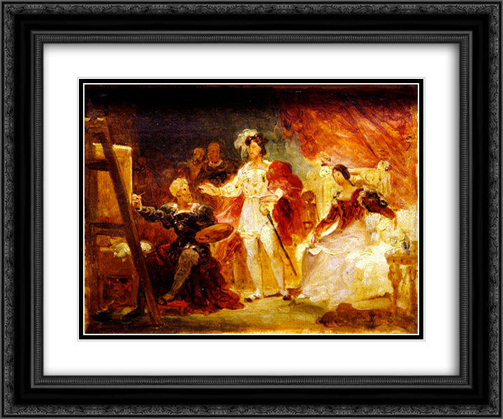 Francois the Ist in the studio of Rosso 24x20 Black Ornate Wood Framed Art Print Poster with Double Matting by Fragonard, Jean Honore