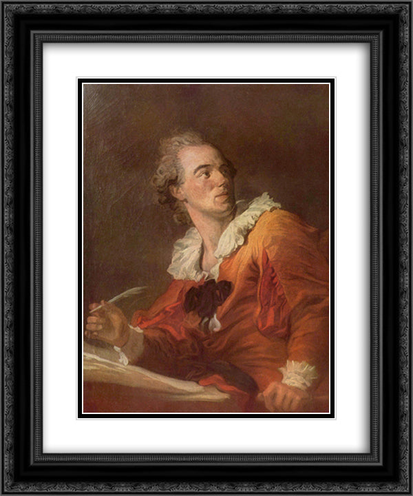 Inspiration 20x24 Black Ornate Wood Framed Art Print Poster with Double Matting by Fragonard, Jean Honore