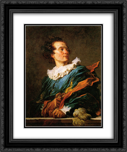 Jean Claude Richard, Abbot of Saint Non 20x24 Black Ornate Wood Framed Art Print Poster with Double Matting by Fragonard, Jean Honore