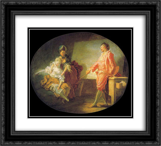 The beginnings of model 22x20 Black Ornate Wood Framed Art Print Poster with Double Matting by Fragonard, Jean Honore