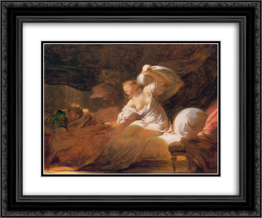 The fight unnecessary 24x20 Black Ornate Wood Framed Art Print Poster with Double Matting by Fragonard, Jean Honore