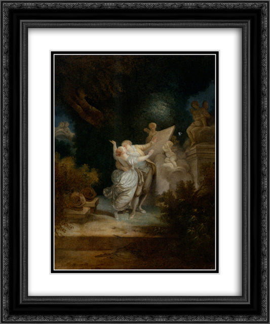 The Sermon of Love 20x24 Black Ornate Wood Framed Art Print Poster with Double Matting by Fragonard, Jean Honore