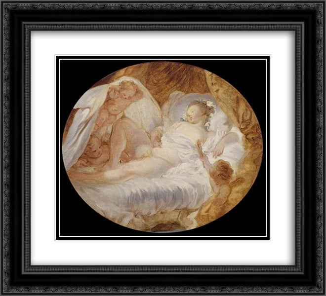 The Zenith 22x20 Black Ornate Wood Framed Art Print Poster with Double Matting by Fragonard, Jean Honore