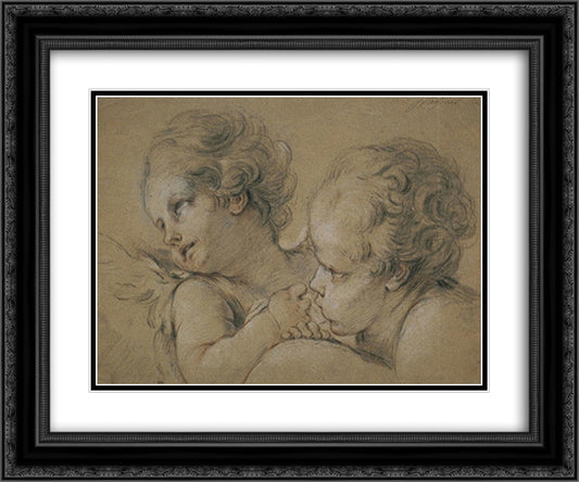 Two heads danger 24x20 Black Ornate Wood Framed Art Print Poster with Double Matting by Fragonard, Jean Honore