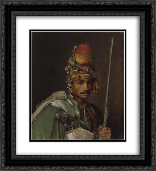 A Bashi Bazouk 20x22 Black Ornate Wood Framed Art Print Poster with Double Matting by Gerome, Jean Leon