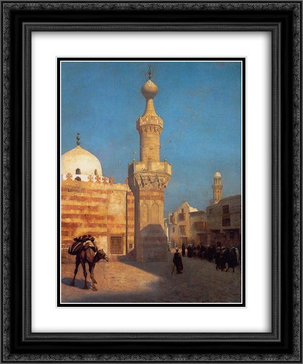 A View of Cairo 20x24 Black Ornate Wood Framed Art Print Poster with Double Matting by Gerome, Jean Leon