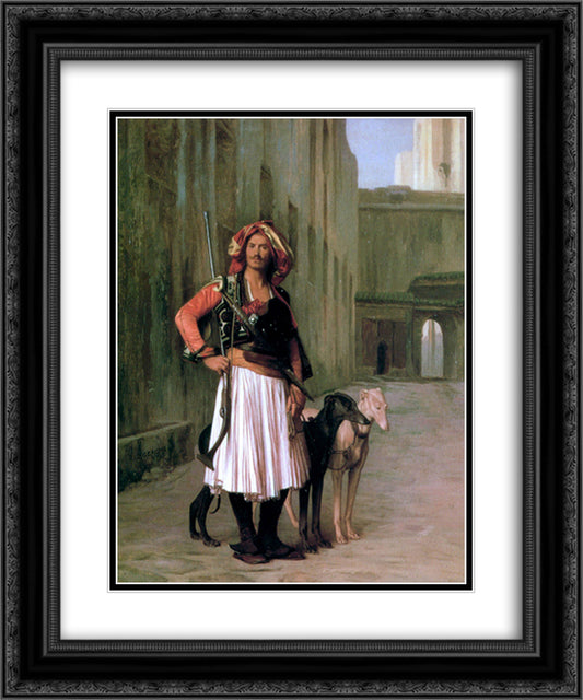 Arnaut of Cairo 20x24 Black Ornate Wood Framed Art Print Poster with Double Matting by Gerome, Jean Leon