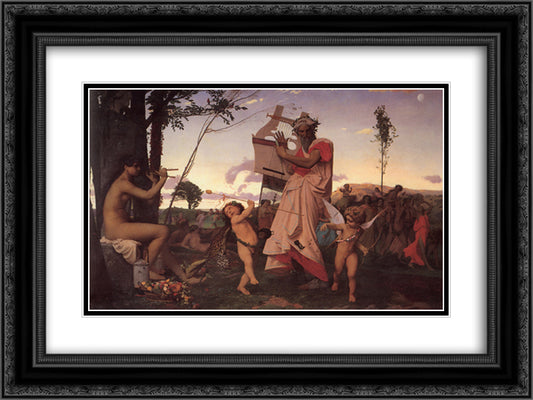Bacchus and Anacreon love 24x18 Black Ornate Wood Framed Art Print Poster with Double Matting by Gerome, Jean Leon