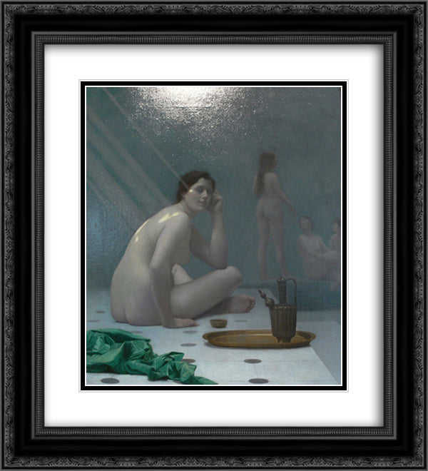 Bathing Women 20x22 Black Ornate Wood Framed Art Print Poster with Double Matting by Gerome, Jean Leon