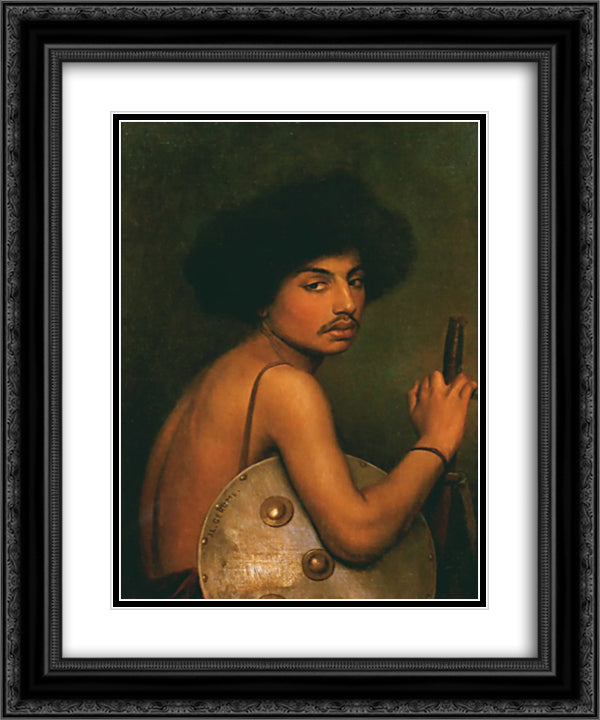 Bisharin Warrior 20x24 Black Ornate Wood Framed Art Print Poster with Double Matting by Gerome, Jean Leon