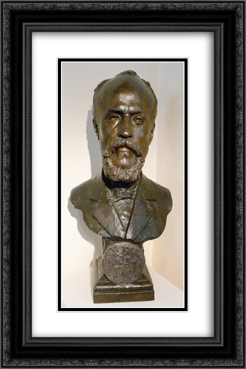Bust of Paul Reclus 16x24 Black Ornate Wood Framed Art Print Poster with Double Matting by Gerome, Jean Leon