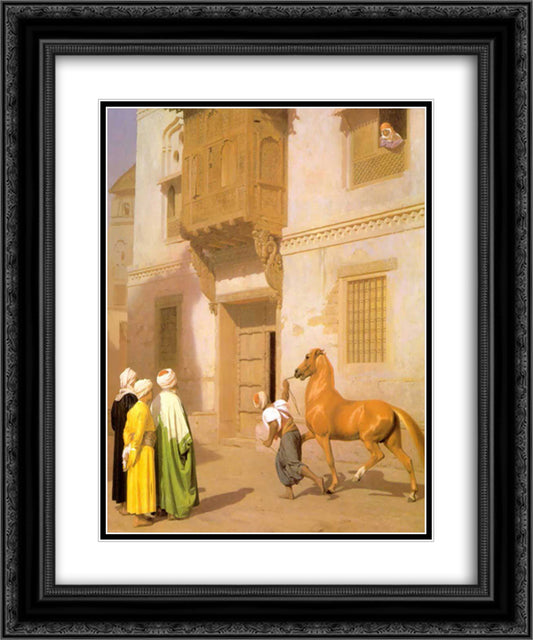 Cairene Horse Dealer 20x24 Black Ornate Wood Framed Art Print Poster with Double Matting by Gerome, Jean Leon