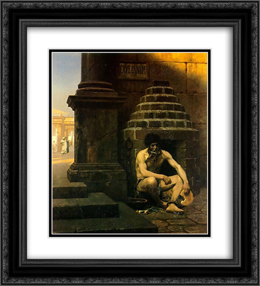 Cave Canem 20x22 Black Ornate Wood Framed Art Print Poster with Double Matting by Gerome, Jean Leon