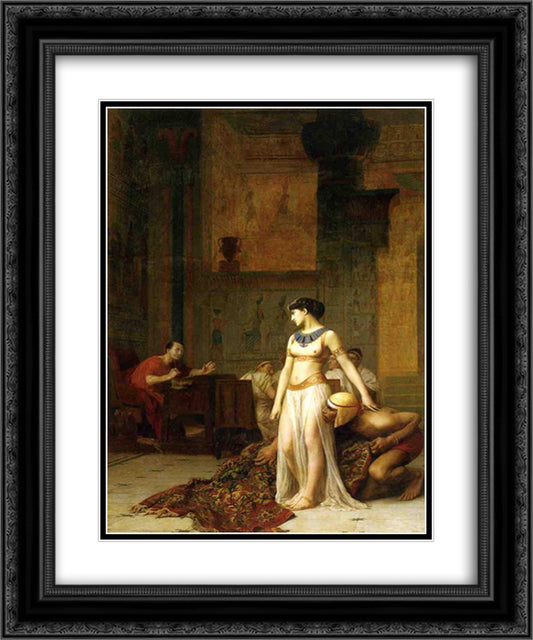 Cleopatra and Caesar 20x24 Black Ornate Wood Framed Art Print Poster with Double Matting by Gerome, Jean Leon