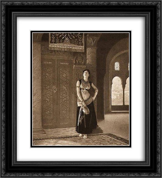 Dancer with Tambourine 20x22 Black Ornate Wood Framed Art Print Poster with Double Matting by Gerome, Jean Leon