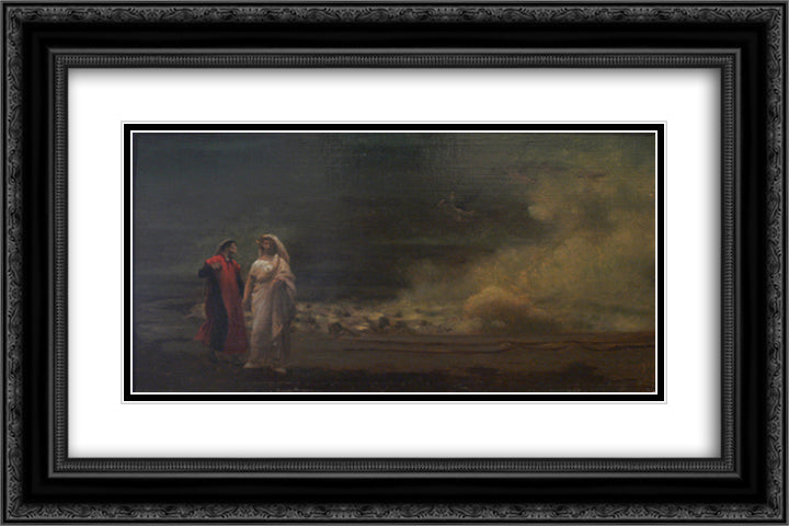 Dante and Virgil in Hell 24x16 Black Ornate Wood Framed Art Print Poster with Double Matting by Gerome, Jean Leon