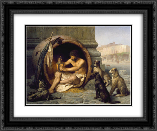 Diogenes 24x20 Black Ornate Wood Framed Art Print Poster with Double Matting by Gerome, Jean Leon