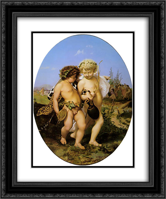 Drunken Bacchus and Cupid 20x24 Black Ornate Wood Framed Art Print Poster with Double Matting by Gerome, Jean Leon