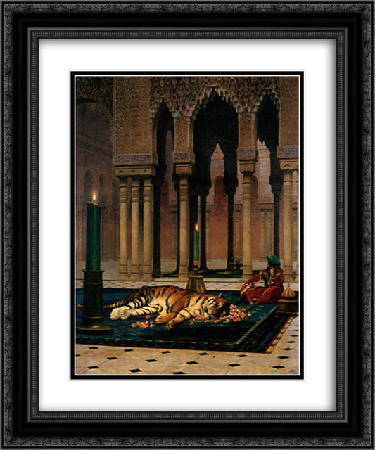 The Grief of the Pasha 20x24 Black Ornate Wood Framed Art Print Poster with Double Matting by Gerome, Jean Leon