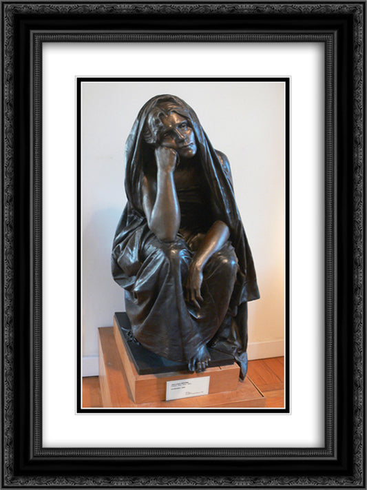 The Pain 18x24 Black Ornate Wood Framed Art Print Poster with Double Matting by Gerome, Jean Leon