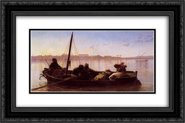 The Prisoner 24x16 Black Ornate Wood Framed Art Print Poster with Double Matting by Gerome, Jean Leon