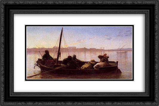 The Prisoner 24x16 Black Ornate Wood Framed Art Print Poster with Double Matting by Gerome, Jean Leon