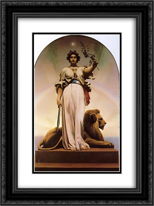 The Republic 18x24 Black Ornate Wood Framed Art Print Poster with Double Matting by Gerome, Jean Leon