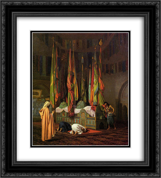 The Shrine of Imam Hussein 20x22 Black Ornate Wood Framed Art Print Poster with Double Matting by Gerome, Jean Leon