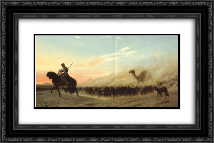 The Syrian Shepherd 24x16 Black Ornate Wood Framed Art Print Poster with Double Matting by Gerome, Jean Leon