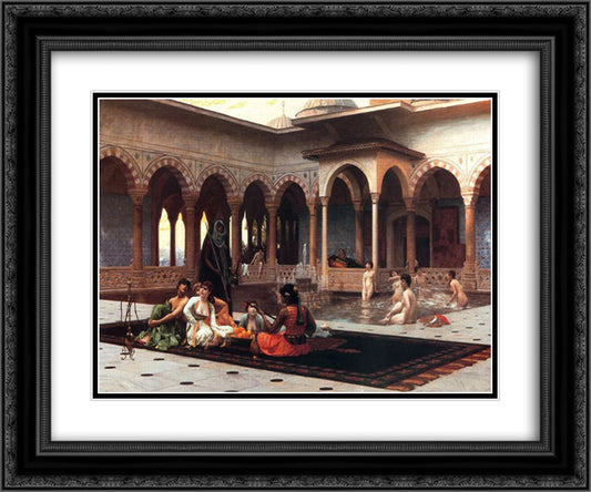 The Terrace of the Seraglio 24x20 Black Ornate Wood Framed Art Print Poster with Double Matting by Gerome, Jean Leon