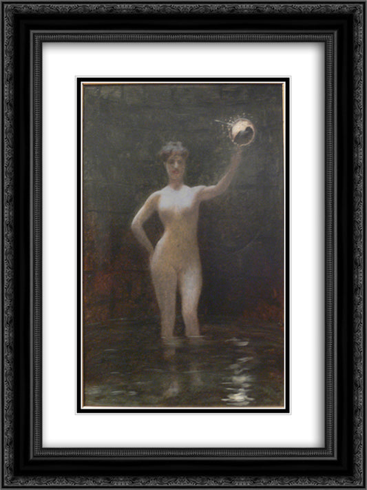 The Truth at the bottom of a Well 18x24 Black Ornate Wood Framed Art Print Poster with Double Matting by Gerome, Jean Leon
