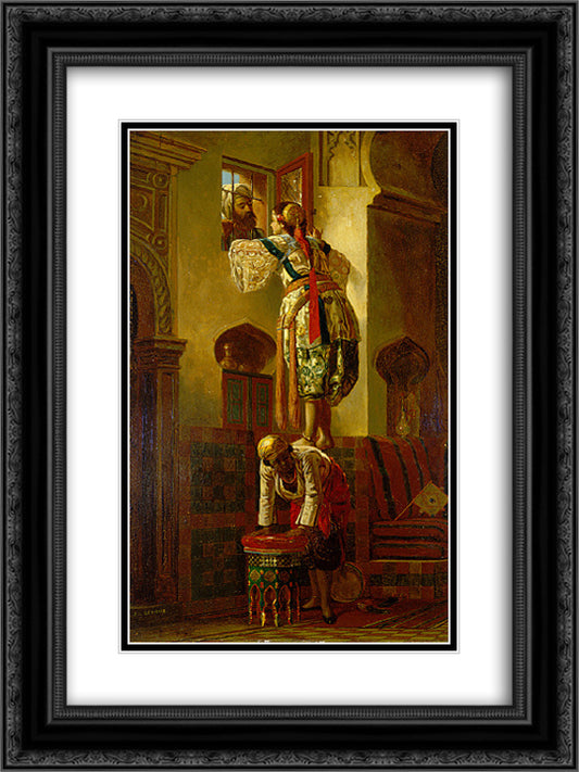 The Tryst 18x24 Black Ornate Wood Framed Art Print Poster with Double Matting by Gerome, Jean Leon