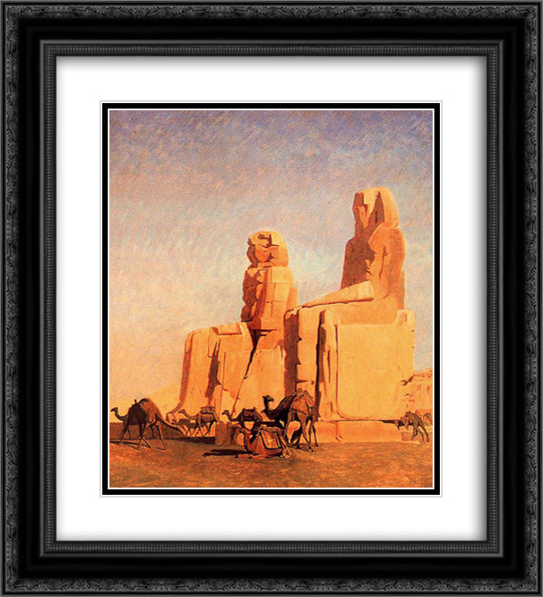 Thebes Colosseums, Memnon and Sesostris (study) 20x22 Black Ornate Wood Framed Art Print Poster with Double Matting by Gerome, Jean Leon