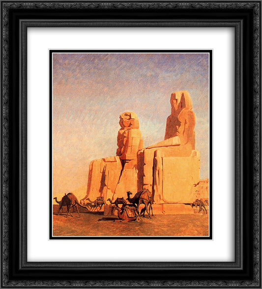Thebes Colosseums, Memnon and Sesostris (study) 20x22 Black Ornate Wood Framed Art Print Poster with Double Matting by Gerome, Jean Leon