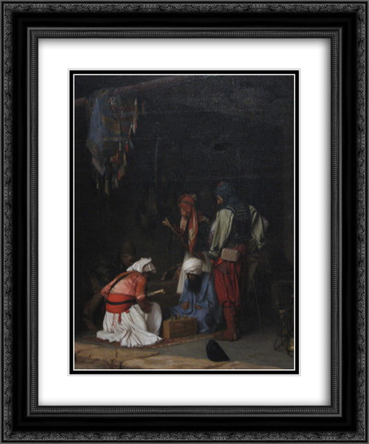 Turkish Bashi Bazouk Mercenaries Playing Chess in a Market Place 20x24 Black Ornate Wood Framed Art Print Poster with Double Matting by Gerome, Jean Leon