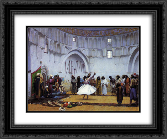 Whirling Dervishes 24x20 Black Ornate Wood Framed Art Print Poster with Double Matting by Gerome, Jean Leon