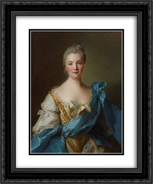 Madame de La Porte 20x24 Black Ornate Wood Framed Art Print Poster with Double Matting by Nattier, Jean Marc