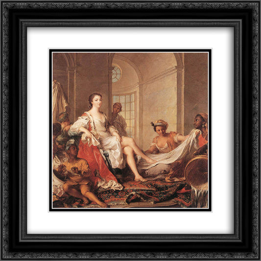 Mademoiselle de Clermont as a Sultana 20x20 Black Ornate Wood Framed Art Print Poster with Double Matting by Nattier, Jean Marc