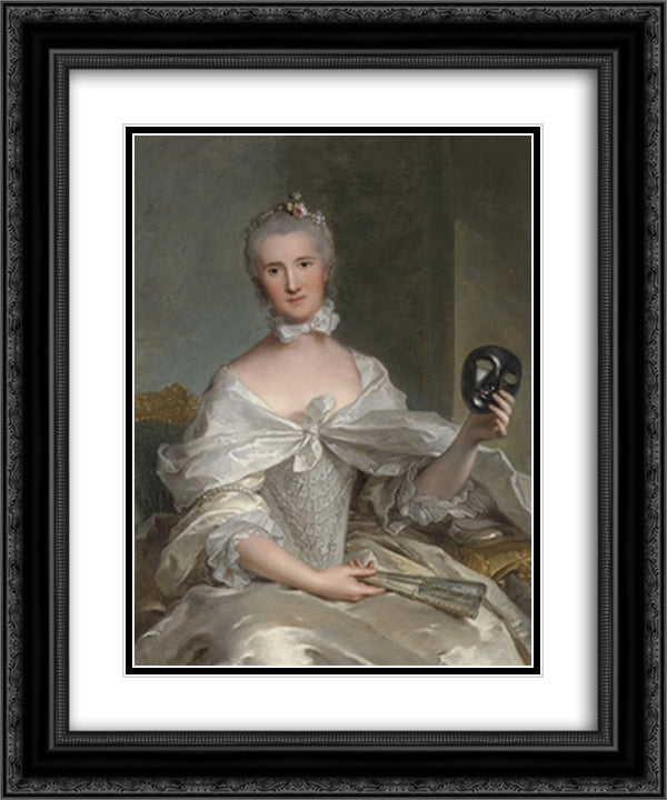 Portrait de la comtesse de Serent 20x24 Black Ornate Wood Framed Art Print Poster with Double Matting by Nattier, Jean Marc