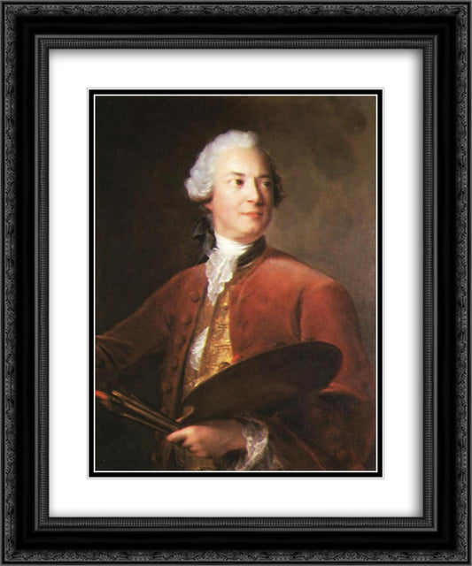 Portrait of Louis Tocque 20x24 Black Ornate Wood Framed Art Print Poster with Double Matting by Nattier, Jean Marc