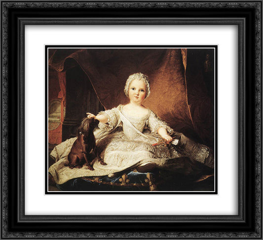 Portrait of Madame Maria Zeffirina 22x20 Black Ornate Wood Framed Art Print Poster with Double Matting by Nattier, Jean Marc